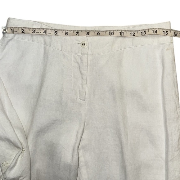 Carole Little White Linen Embroidered Pantsuit 90’s Wide Leg Tailored Fit Sz 6 - Picture 10 of 15